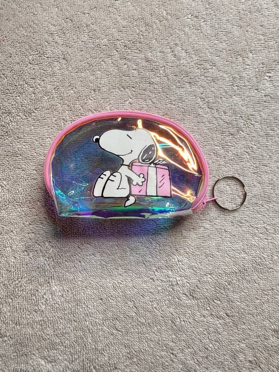 Snoopy Handbags - Snoopy peanuts gift iridescent  pink coin purse zipper keychain